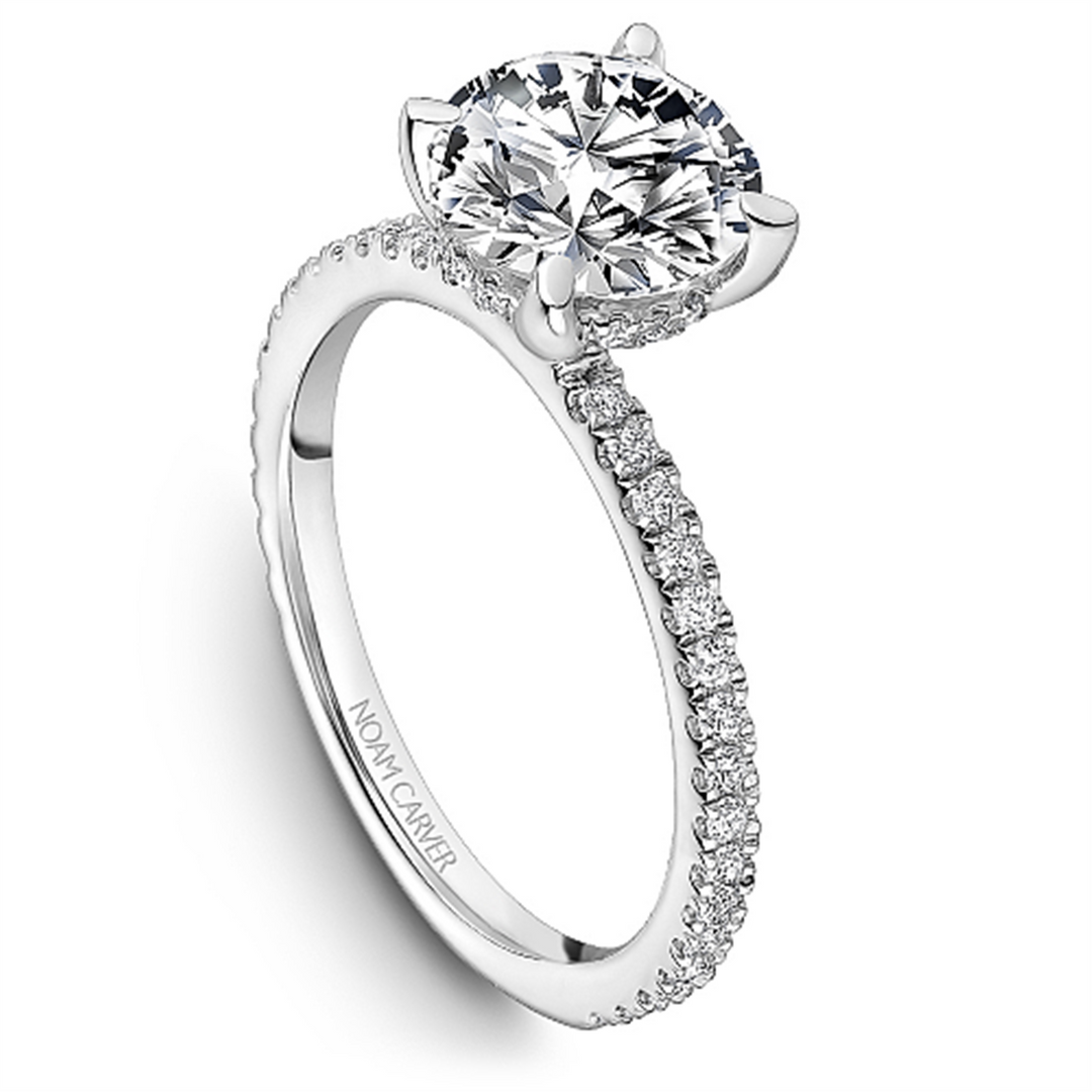 14K White Gold Side Stones Diamond Engagement Ring Semi-Mount
Fits Ce