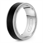 Load image into Gallery viewer, Men's White Gold Stepped Down Edges Band with Polished Finish and Enam
