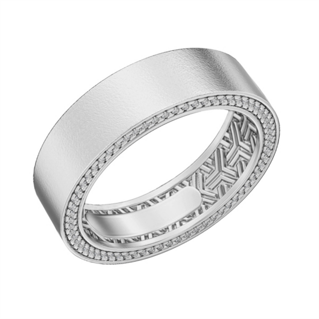 Men's White Gold Flat Diamond Band 
Total Diamonds: 0.4cttw
Top Widt