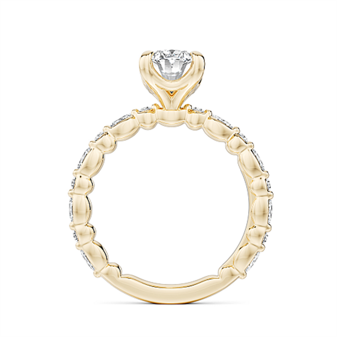 Yellow Gold Side Stones Diamond Engagement Ring Semi-Mount
Fits Centr