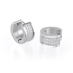 Load image into Gallery viewer, Stainless Steel Round Polished Cubic Zirconiums Huggie Earrings
Dimensions: 13.5mm x 6.9mm
