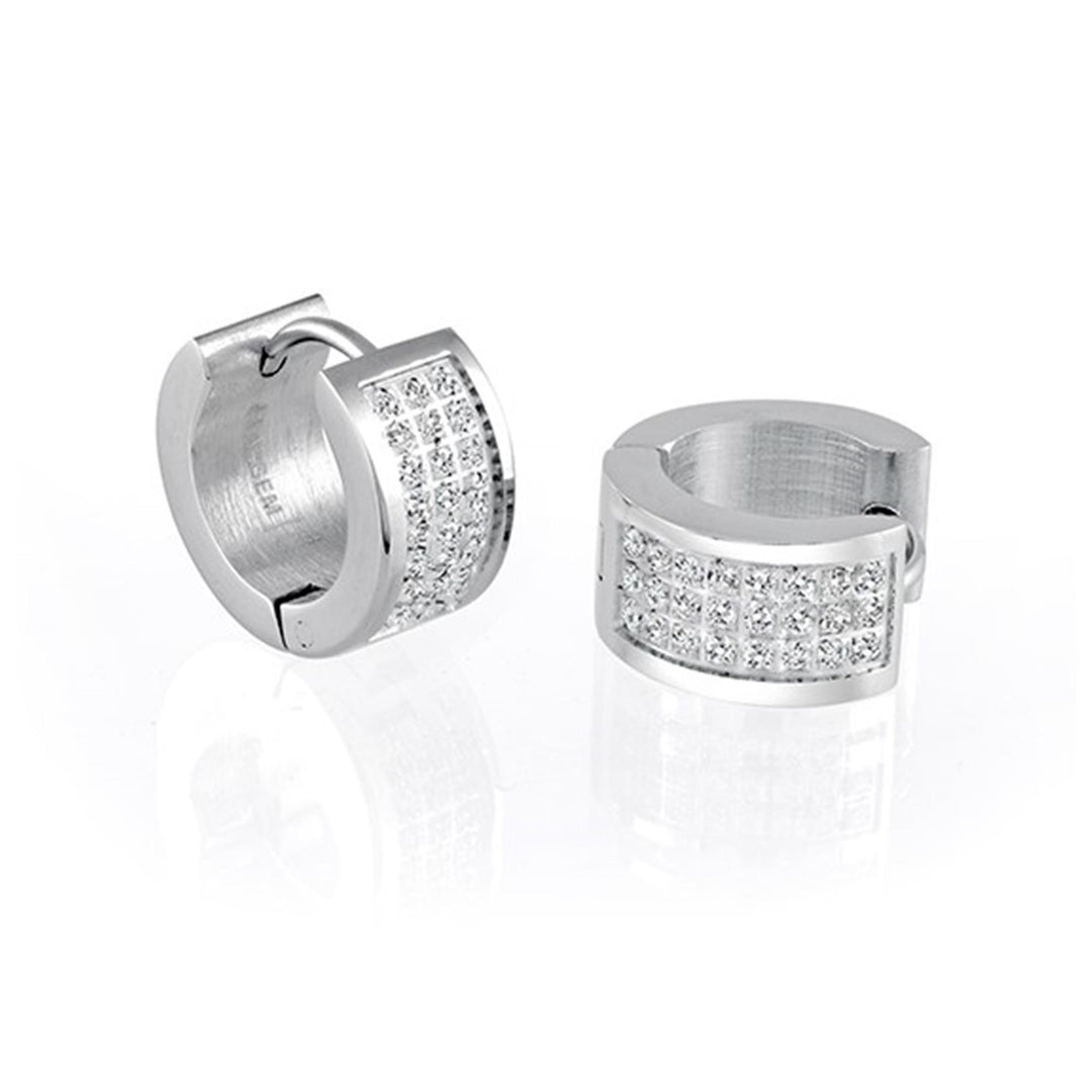 Stainless Steel Round Polished Cubic Zirconiums Huggie Earrings
Dimensions: 13.5mm x 6.9mm