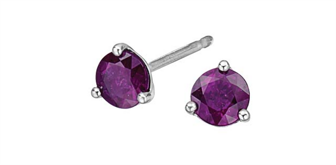 10K White Gold Amethysts Stud Earrings