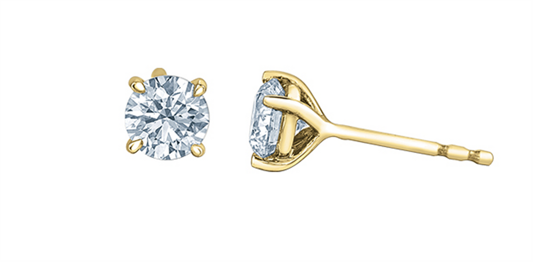 14K Yellow Gold Lab Diamonds Stud Earrings