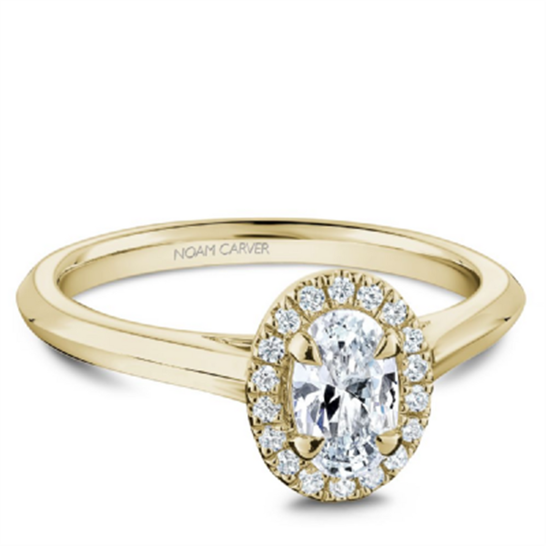 14K Yellow Gold Halo Oval Diamond Engagement Ring