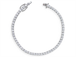 Load image into Gallery viewer, White Sterling Silver Tennis Bracelet 
Top Width: 3.5mm
Length: 7.5&quot;

