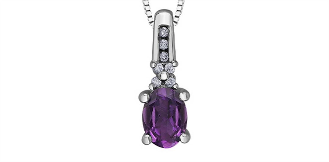 10K White Gold Polished Amethyst Diamonds Pendant Necklace

PENDANT