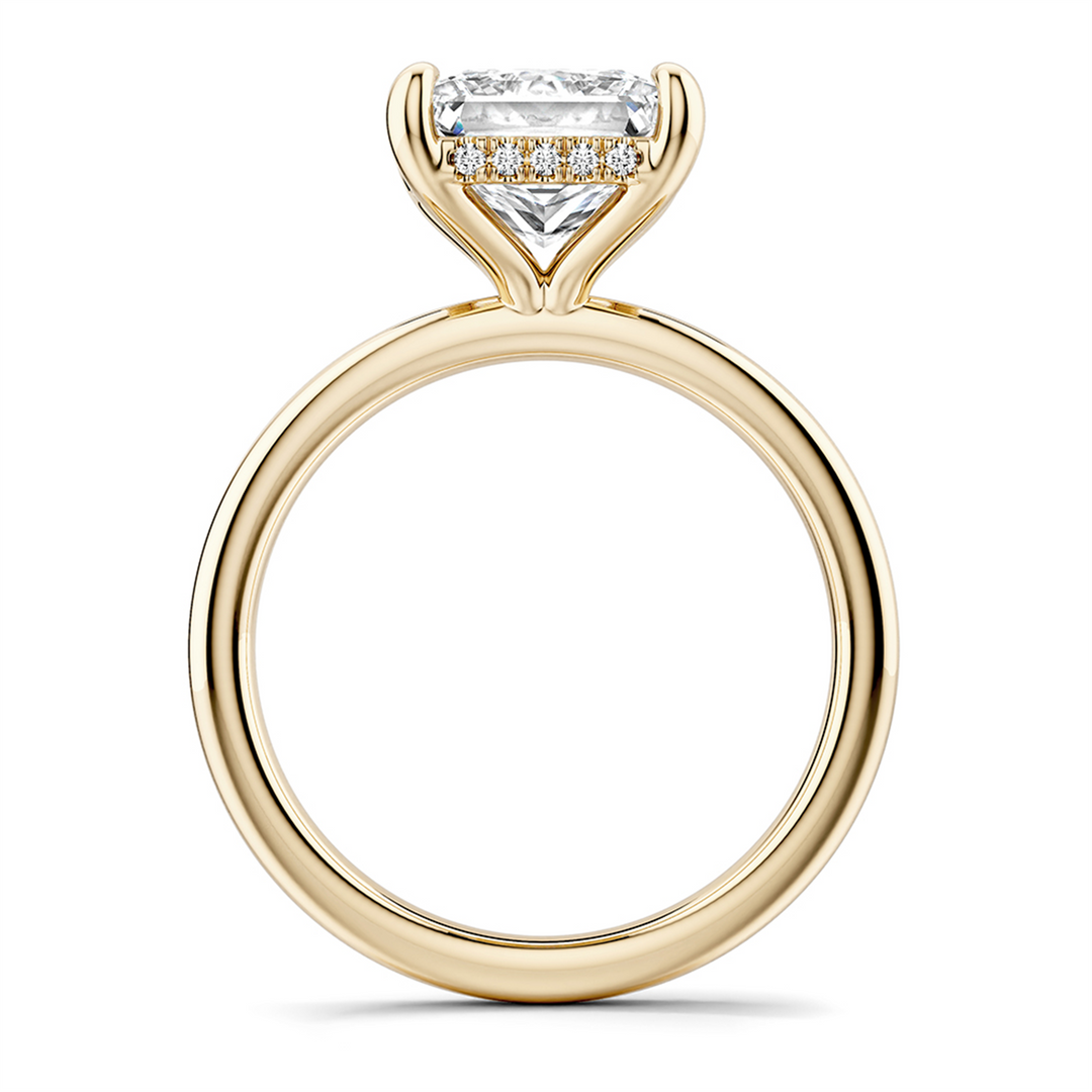 Yellow Gold Hidden Halo Diamond Engagement Ring Semi-Mount
Fits Centr
