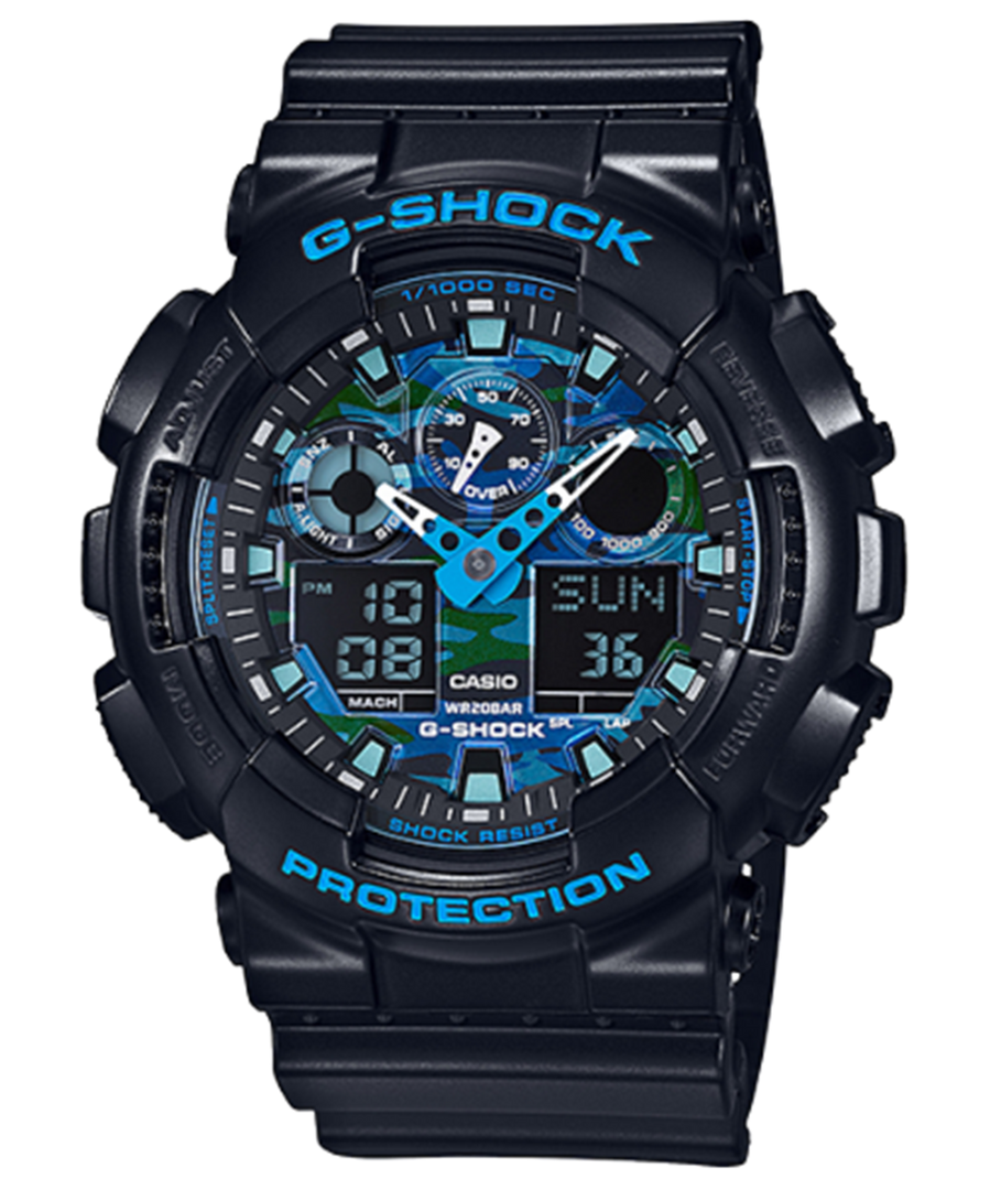 GSHOCK Men's Resin Analogue/Digital Sport Watch with Blue Camo Dial