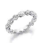 Load image into Gallery viewer, Lady&#39;s White Gold Prong Set Eternity Lab Diamonds Band
Diamond Shape: Marquise, Round
