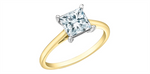 Load image into Gallery viewer, 14K White &amp; Yellow Gold Solitaire Princess Lab Diamond Engagement Ring
