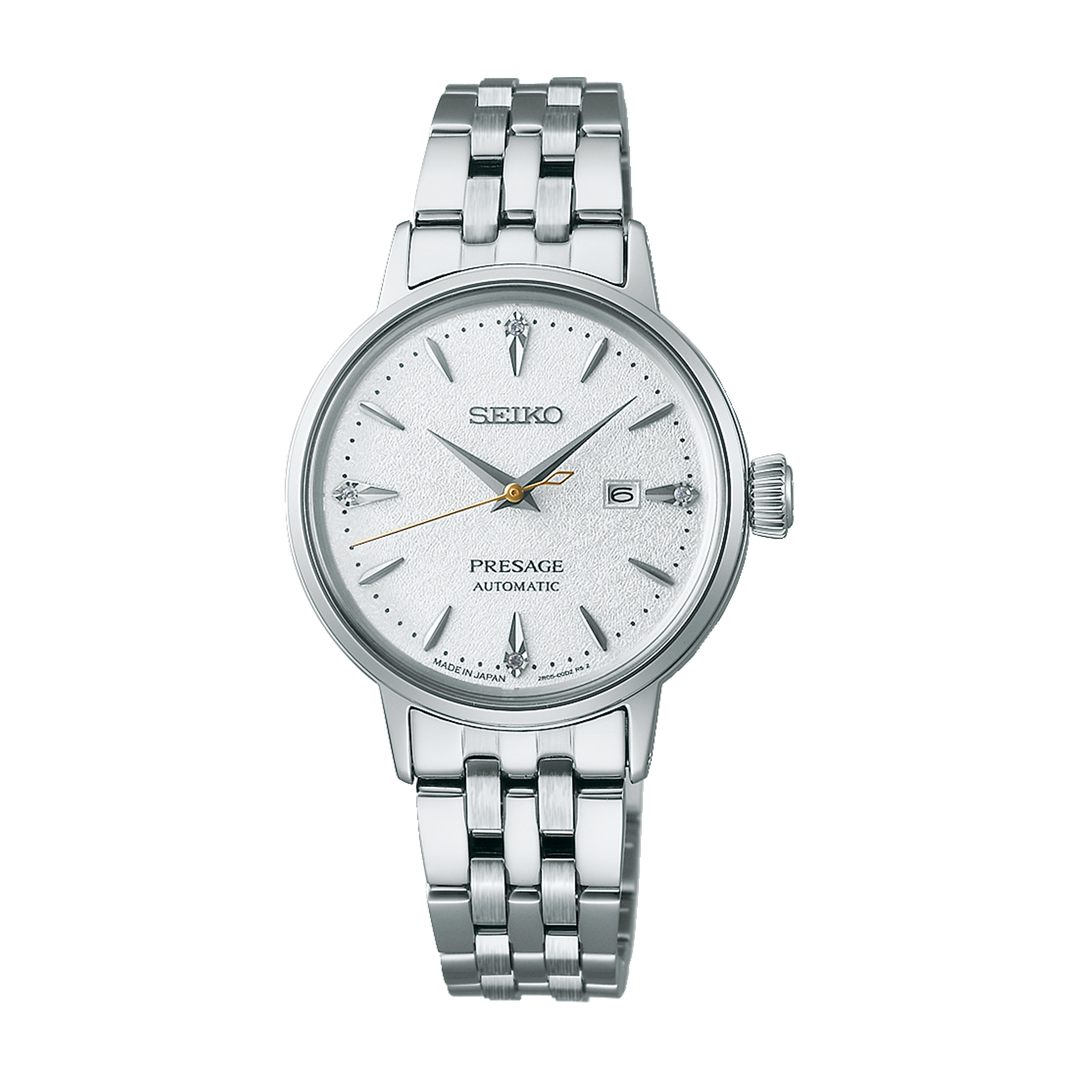 SEIKO Lady's Stainless Steel Automatic Dress Watch with White Dial
Co