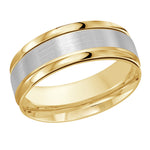 Load image into Gallery viewer, Men&#39;s 10K Yellow &amp; White Gold Stepped Down Edges Band with Satin Finish
