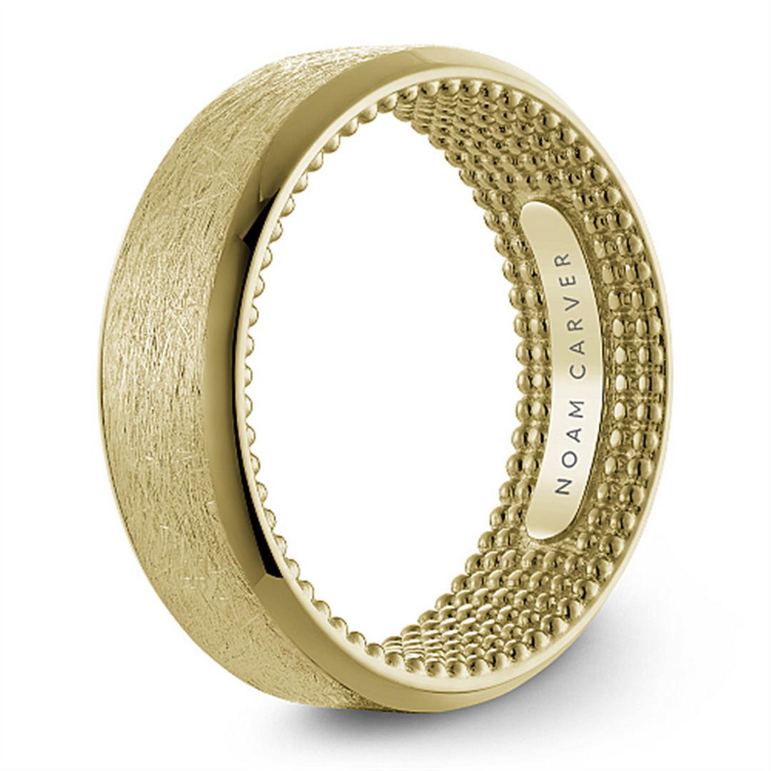 Men's Yellow Gold Bevel Band with Diamond Brushed Finish 
Top Width: