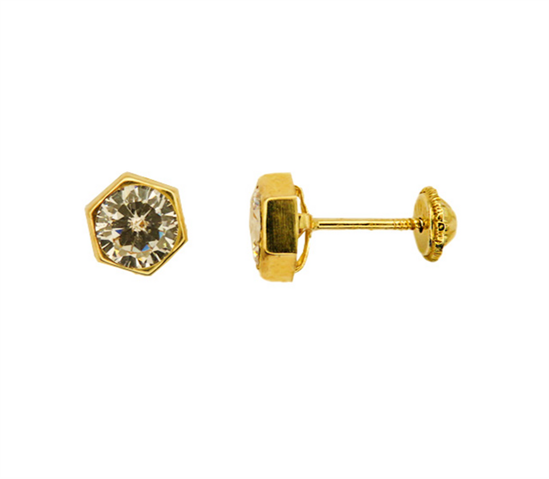 Kid's 10K Yellow Gold Hexagon CZ Stud Earrings

Dimensions: 4.5mm x