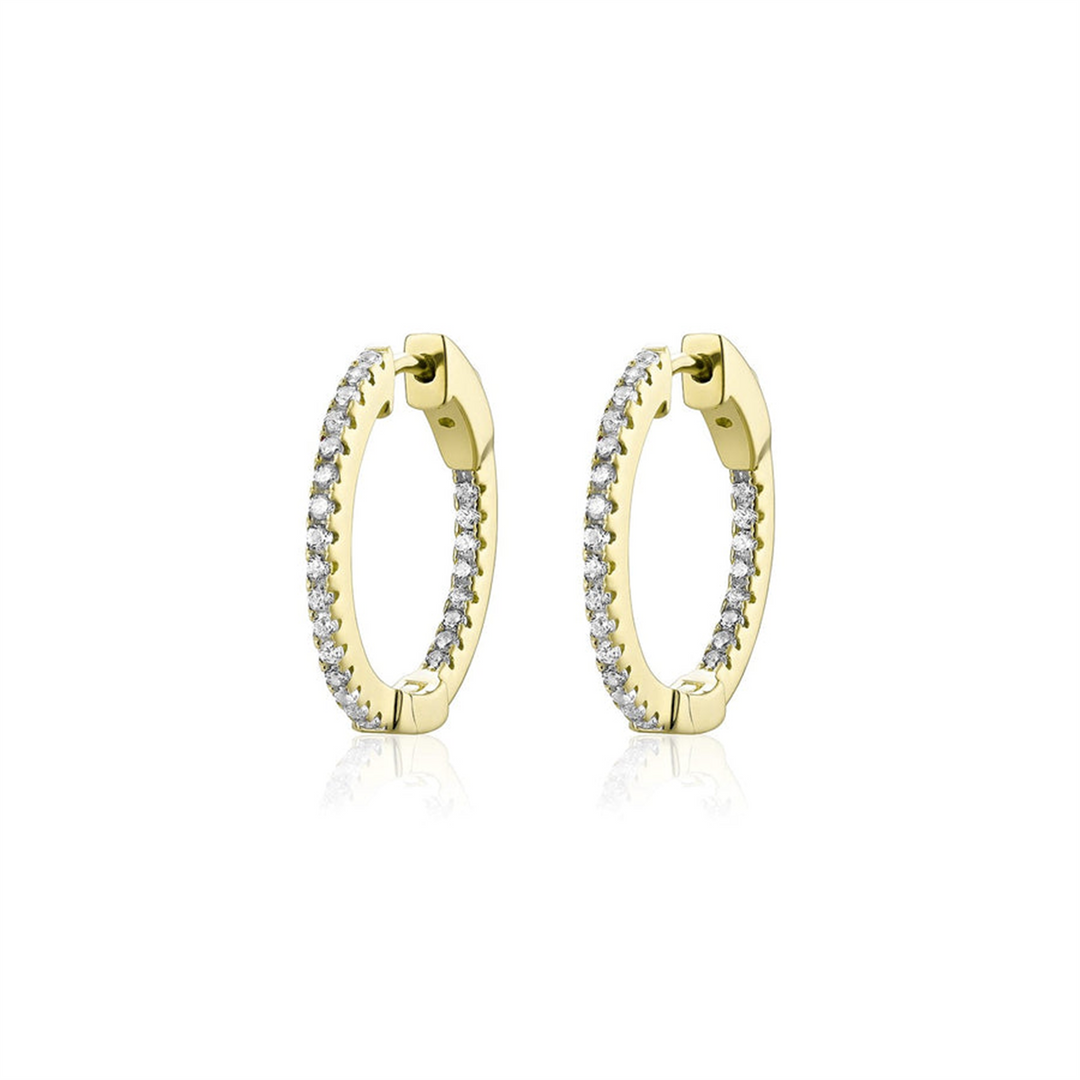 Yellow Sterling Silver Cubic Zirconium Polished Small Hoop Earrings
E