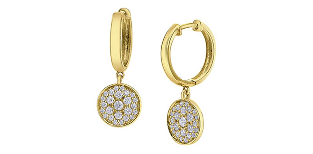 10K Yellow Gold Cluster Disc Diamonds Dangle Earrings
Total Diamonds: