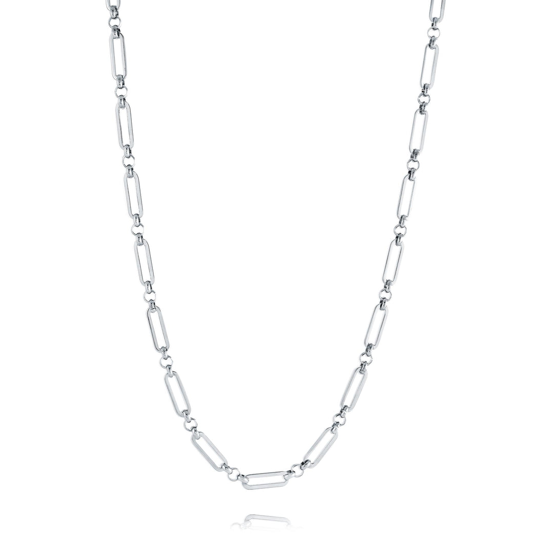 Stainless Steel Paperclip Chain 
Length: 18"
Width: 4mm
Finish: Pol