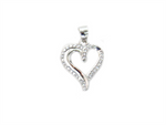 Load image into Gallery viewer, Sterling Silver White Polished Heart Pendant with Cubic Zirconium 
Le
