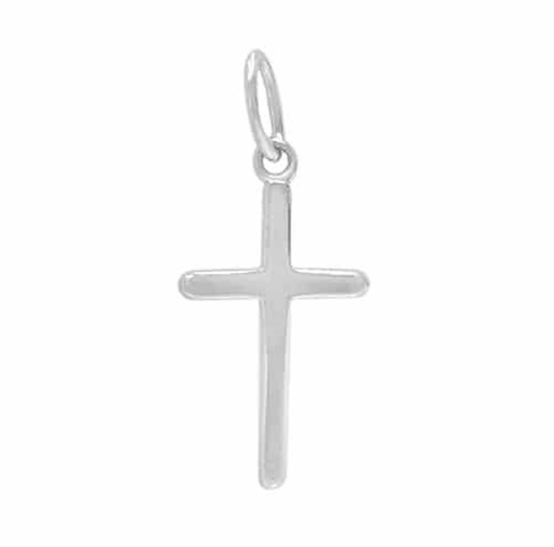 Sterling Silver White Polished Cross Religious Pendant 
Length: 31mm