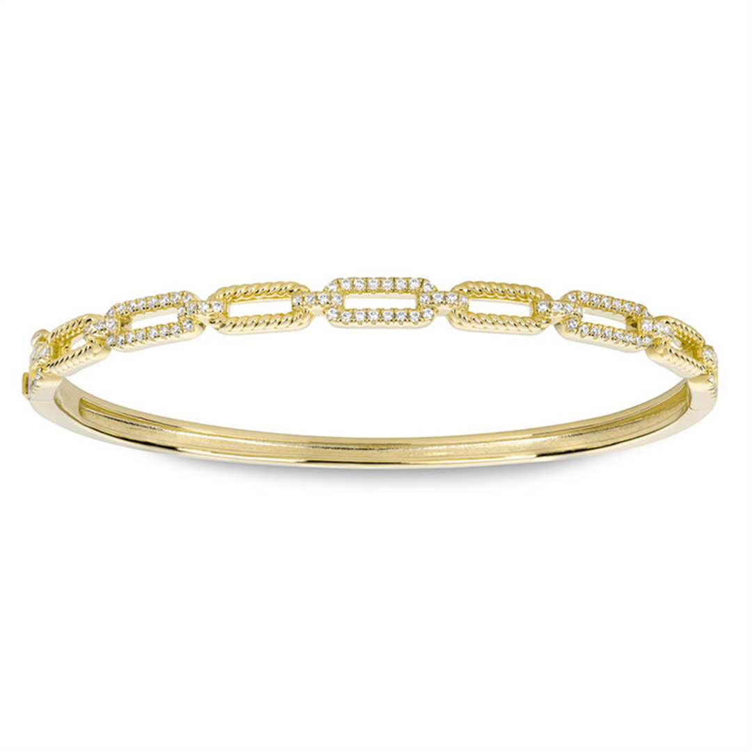Yellow Gold Vermeil Sterling Silver Paperclip Twist Bangle 
Top Width