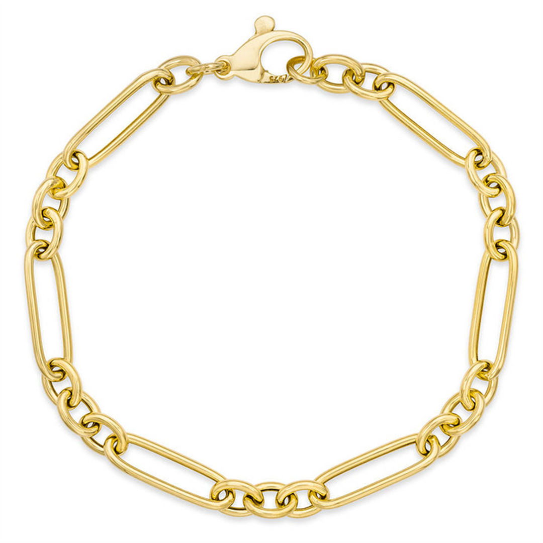 Yellow Sterling Silver Paperclip Bracelet 
Top Width: 6mm
Length: 7.