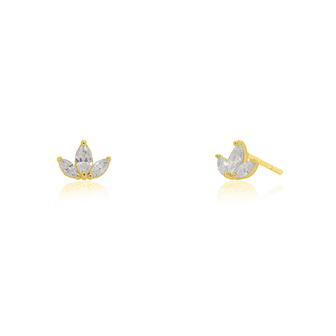 10K Yellow Gold Lotus Polished Stud Earrings with CZ 
 
Dimensions: