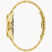 BULOVA Lady's Stainless Steel Automatic Dress Watch with Gold Open Hea