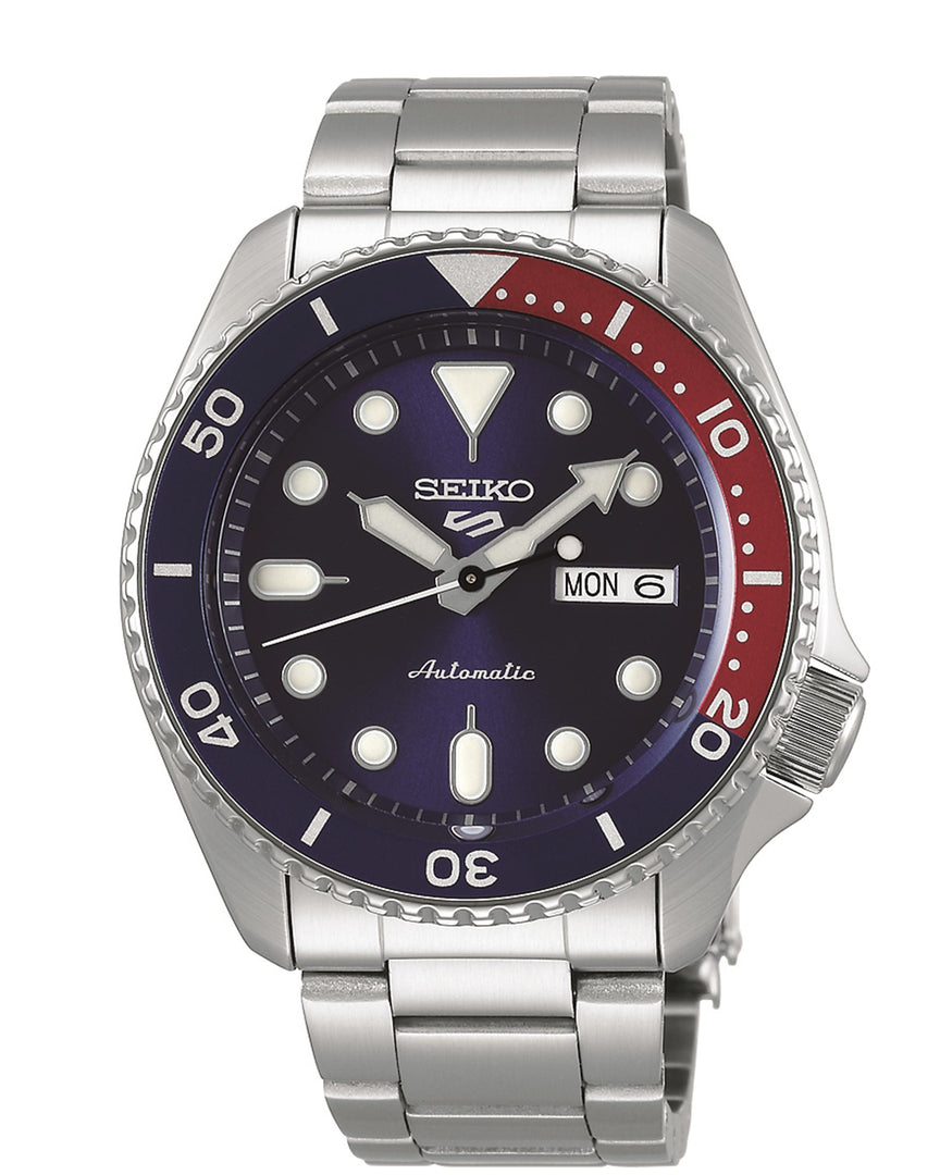 SEIKO5 Men's Stainless Steel Automatic Sport Watch with Blue Dial