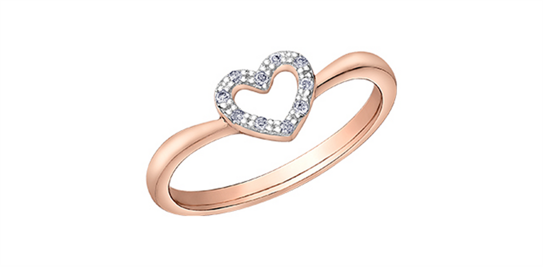 Lady's 10K Rose Gold Heart Diamond Ring