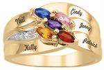 Load image into Gallery viewer, Personalized Yellow Gold Multi Row Family Ring with Names Engraved 
Number of stones available: 2 - 6
