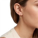Load image into Gallery viewer, Yellow Gold Vermeil Sterling Silver Cross Charm Polished Huggie Earrin