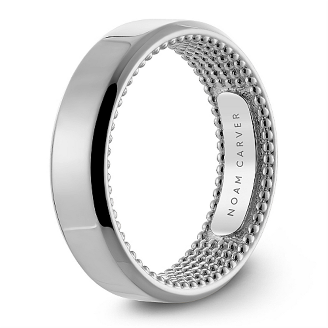 Men's White Gold Bevel Band with Polished Finish 
Top Width: 6.5 mm