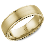 Load image into Gallery viewer, Men's Yellow Gold Stepped Down Edges Band with Sandpaper Finish 
Top
