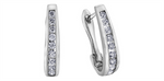 Load image into Gallery viewer, 10K White Gold Oval Diamonds Medium Hoop Earrings