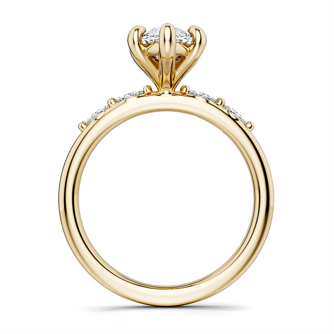 Yellow Gold Side Stones Diamond Engagement Ring Semi-Mount
Fits Centr
