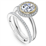 Load image into Gallery viewer, Yellow &amp; White Gold Halo Diamond Semi-Mount
