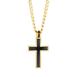 Load image into Gallery viewer, Polished Gold Stainless Steel Cross Necklace
