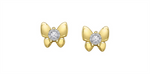 Load image into Gallery viewer, 10K Yellow &amp; White Gold Butterfly Diamonds Stud Earrings
Total Diamon
