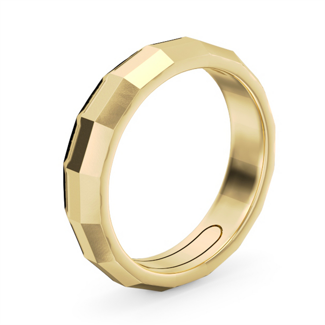 Men's Yellow Gold Domed Band with Frosted Finish 
Top Width: 5 mm
Ri