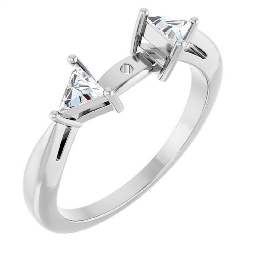 White Gold 3 Stone Diamond Semi-Mount