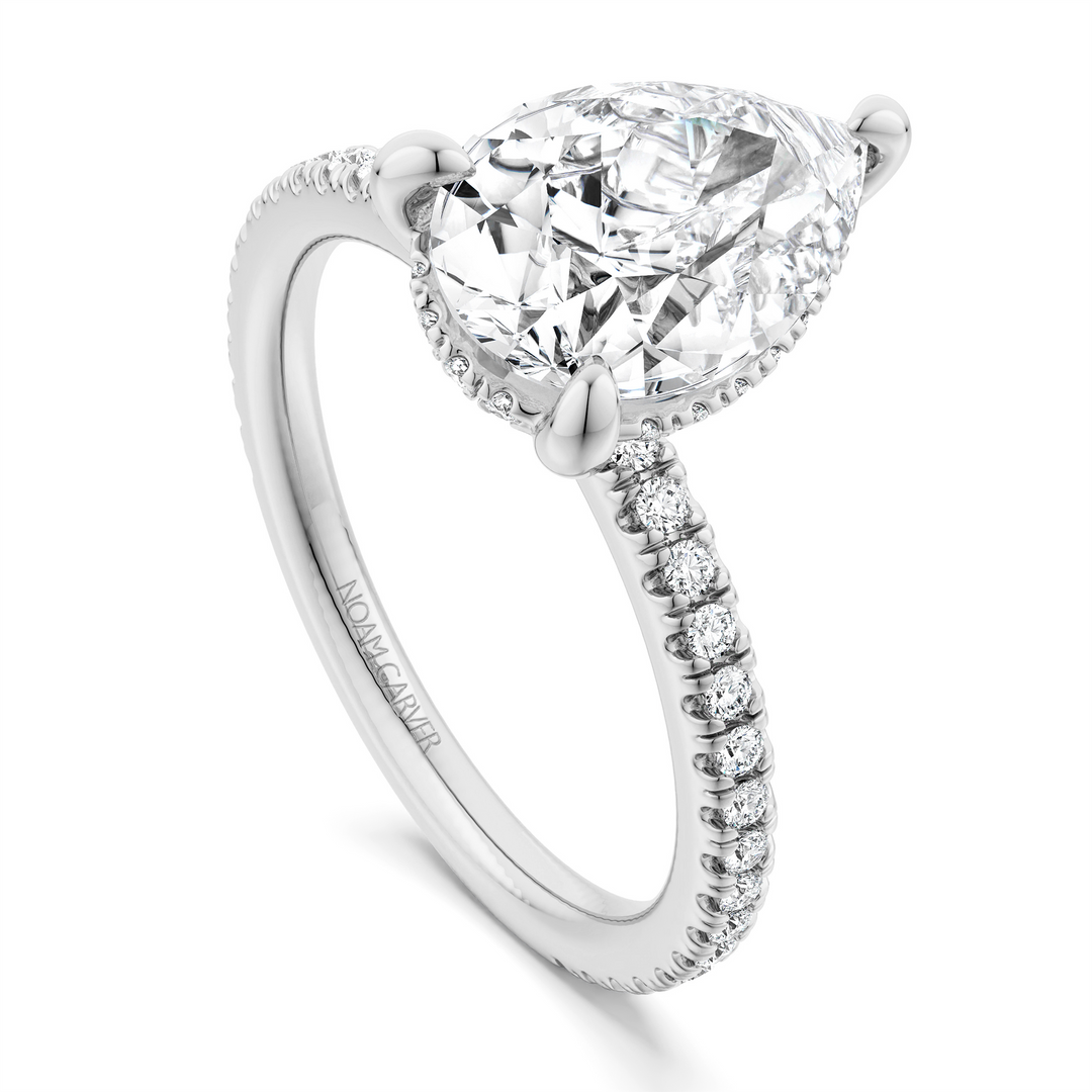 White Gold Side Stones Diamond Engagement Ring Semi-Mount
Fits Centre