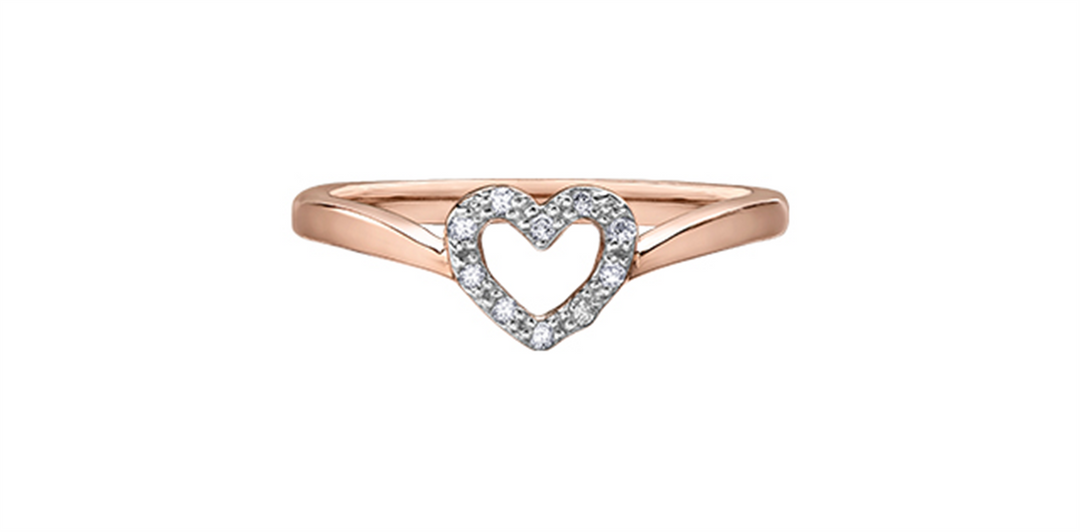 Lady's 10K Rose Gold Heart Diamond Ring