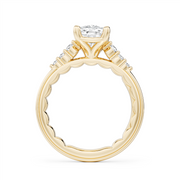 14K Yellow Gold Side Stones Diamond Engagement Ring Semi-Mount
Fits C