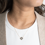 Load image into Gallery viewer, 10K Yellow Gold Clover Mother Of Pearl Pendant Necklace

PENDANT
Pr