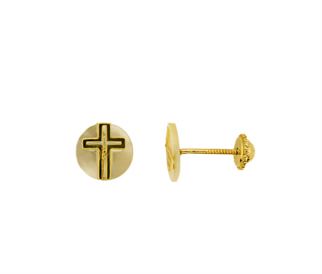 Kid's 10K Yellow Gold Mother of Pearl Cross Stud Earrings

Dimension