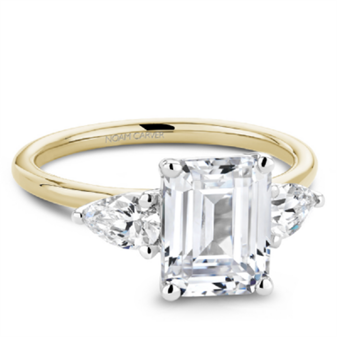 Yellow Gold 3 Stone Diamond Semi-Mount