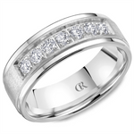 Load image into Gallery viewer, Men's White Gold Stepped Down Edges Diamond Band 
Total Diamonds: 0.5