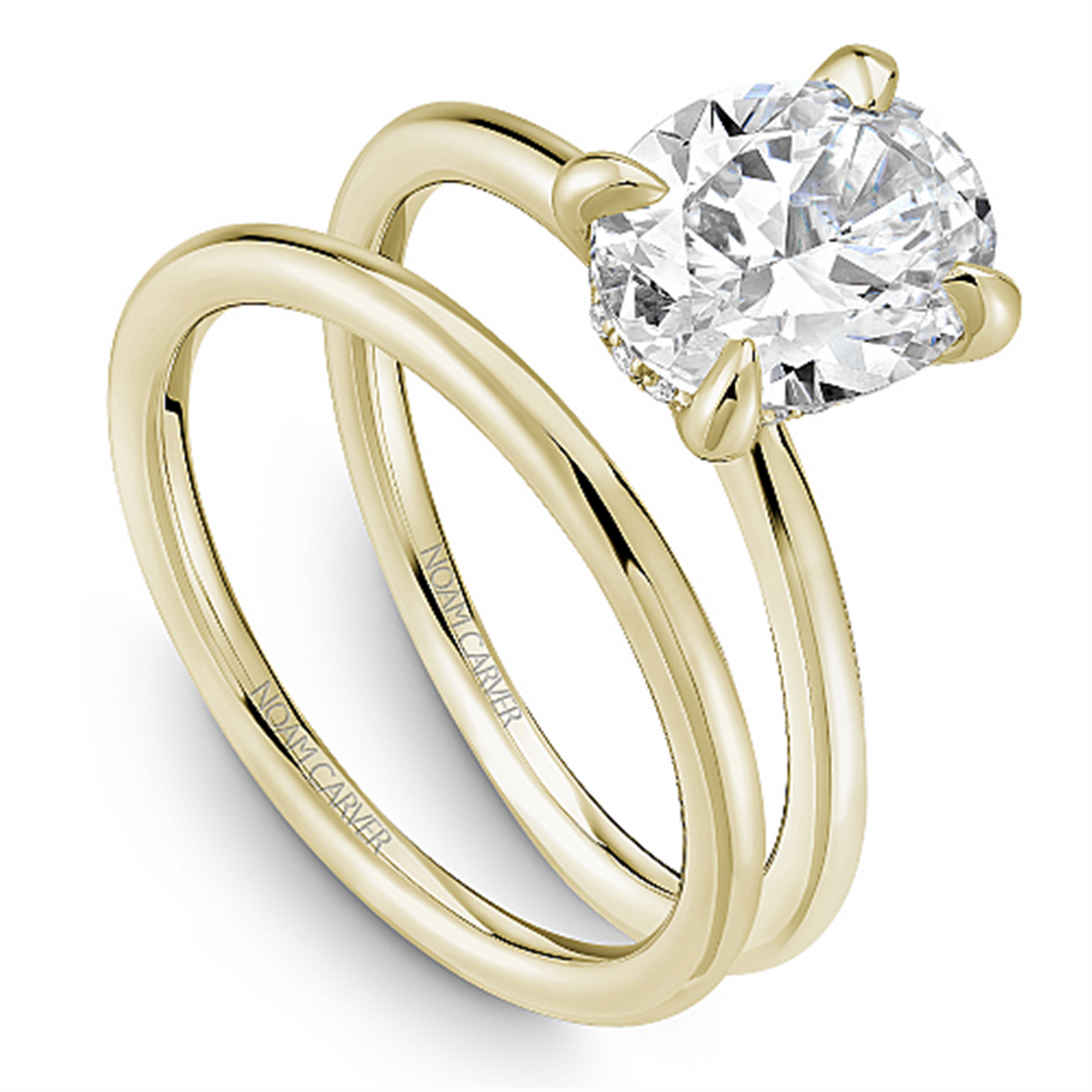 14K Yellow Gold Hidden Halo Diamond Engagement Ring Semi-Mount
Fits C