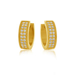 Load image into Gallery viewer, Gold Stainless Steel Round Polished Cubic Zirconiums Huggie Earrings
Dimensions: 16.5mm x 5mm
